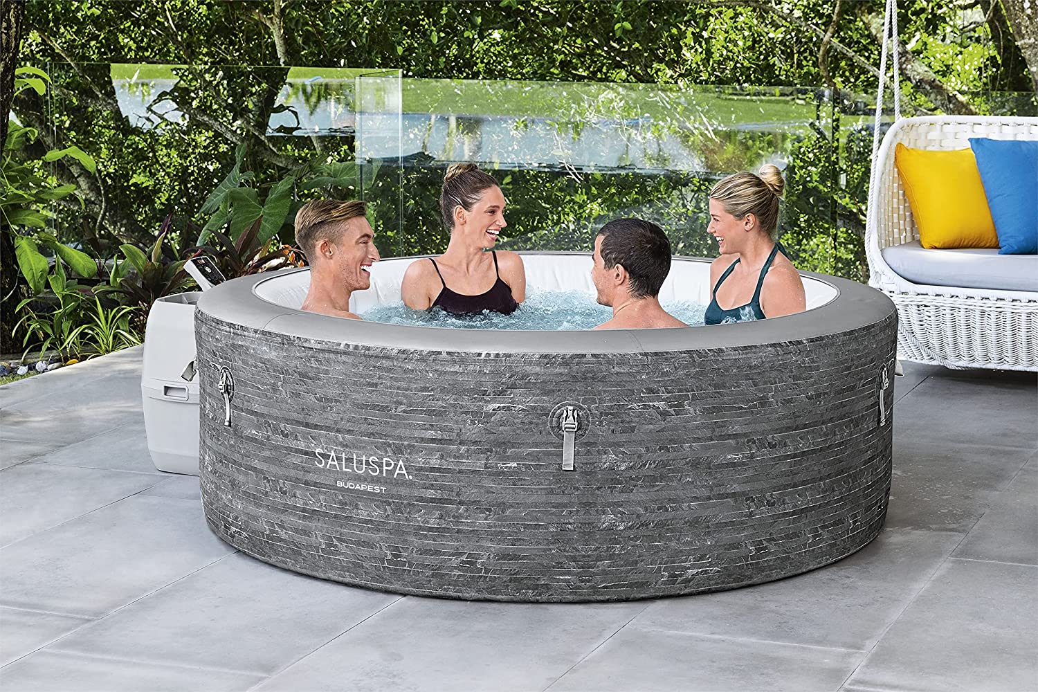 SaluSpa Budapest AirJet Inflatable Hot Tub with Energy-Efficient Cover 4-6 Person