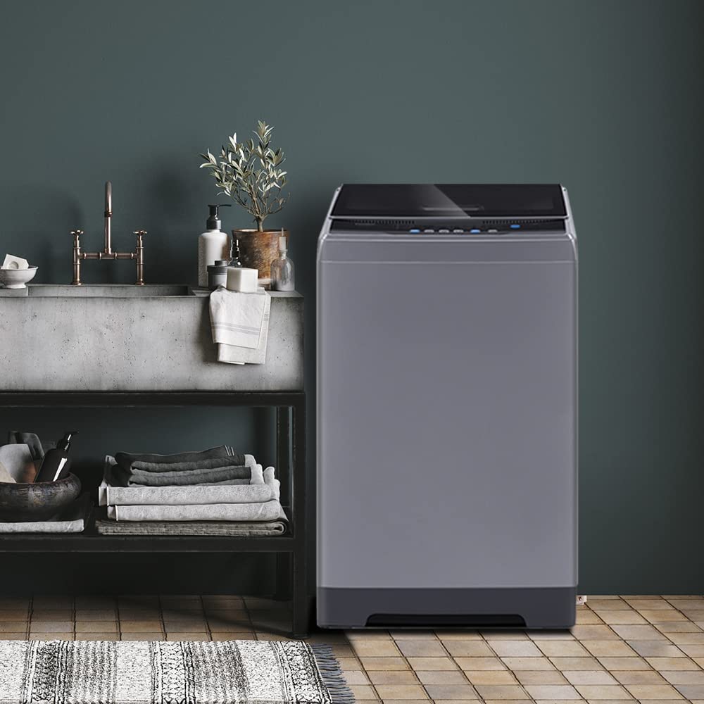 COMFEE’ 1.6 Cu.ft Portable Washing Machine, 11lbs Capacity Fully Automatic Compact Washer with Wheels, 6 Wash Programs Laundry Washer with Drain Pump, Ideal for Apartments, RV, Camping, Magnetic Gray