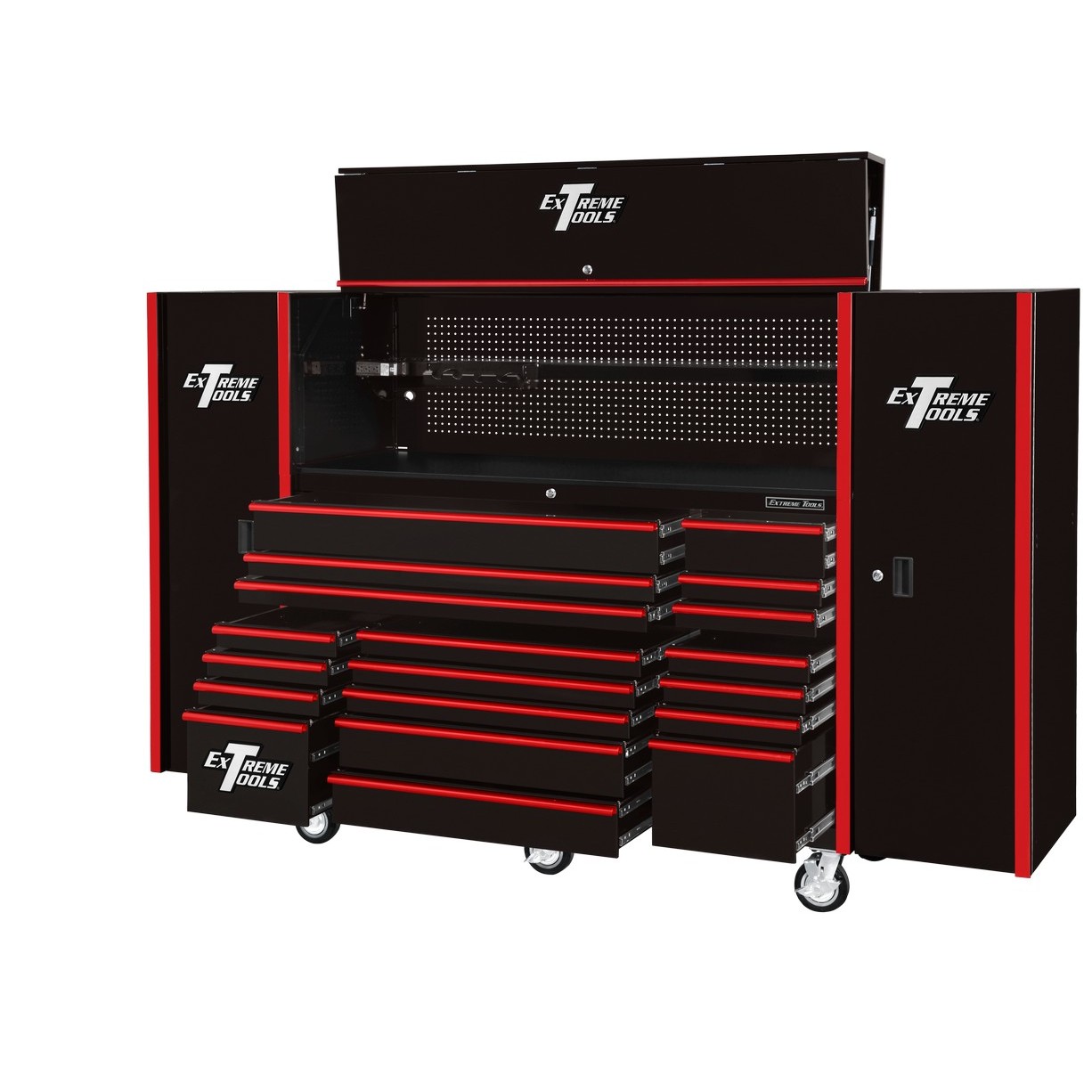 n- used toolboxExtreme Tools 72 x 25 19 Drawers Roller, Hutch & 2 Side Lockers Combon-