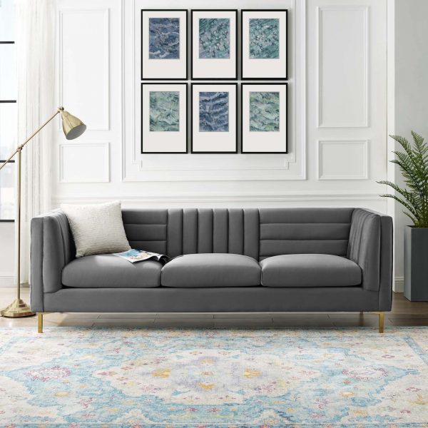 Ingenuity Channel Tufted Velvet Sofa