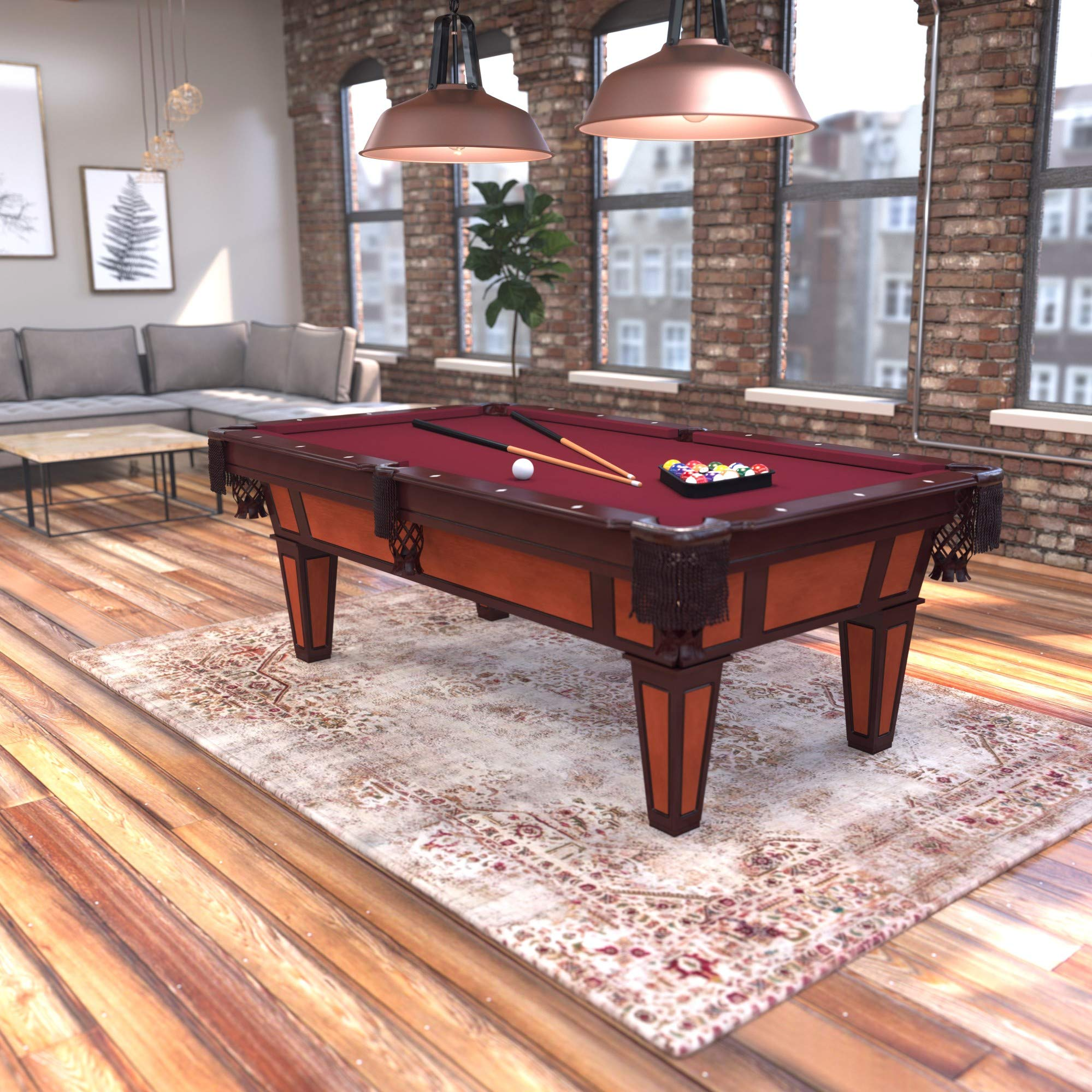 【Sports&Outdoors】Pool Table, Accuslate Billiard Surface for Consistent Straight Shots & Sturdy Straight Legs
